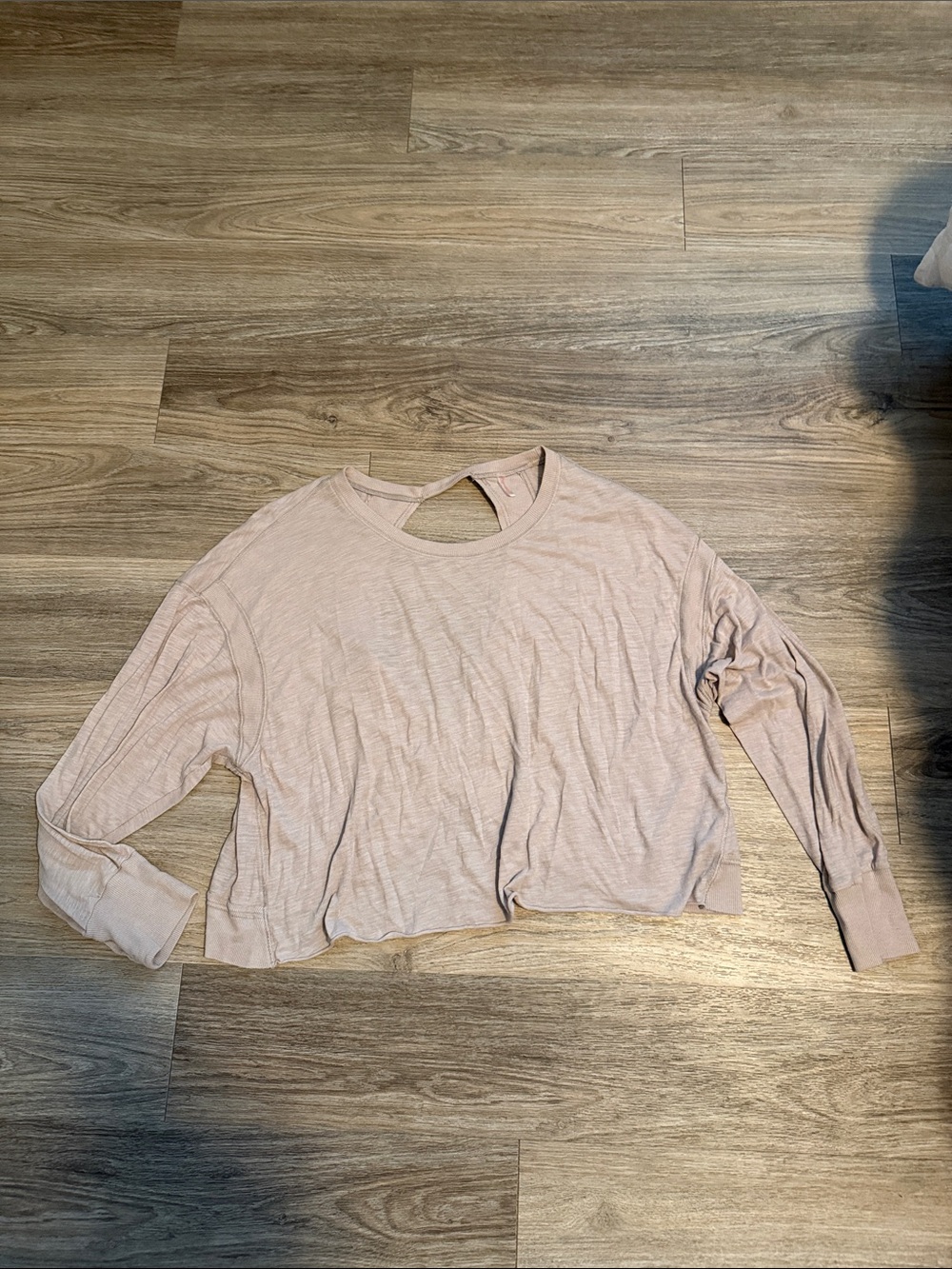FP Movement by Free People Tan Cropped Long Sleeve Open Back Top